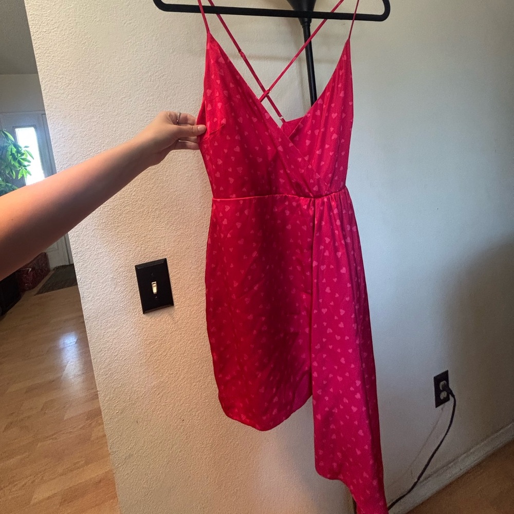Lovers and Friends Red Dress w/ pink hearts